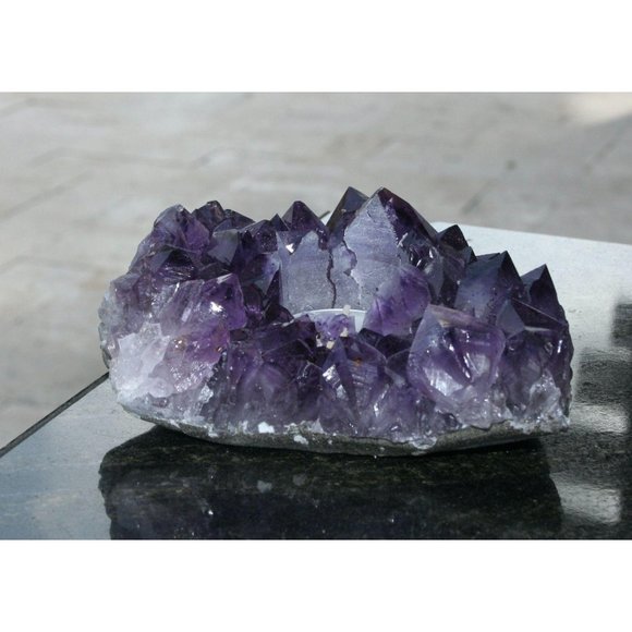NATURAL AMETHYST TEA LIGHT CANDLE HOLDER - Picture 6 of 10